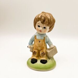 Vintage Nanco Little Boy Carpenter Figurine Handpainted Ceramic Original Sticker